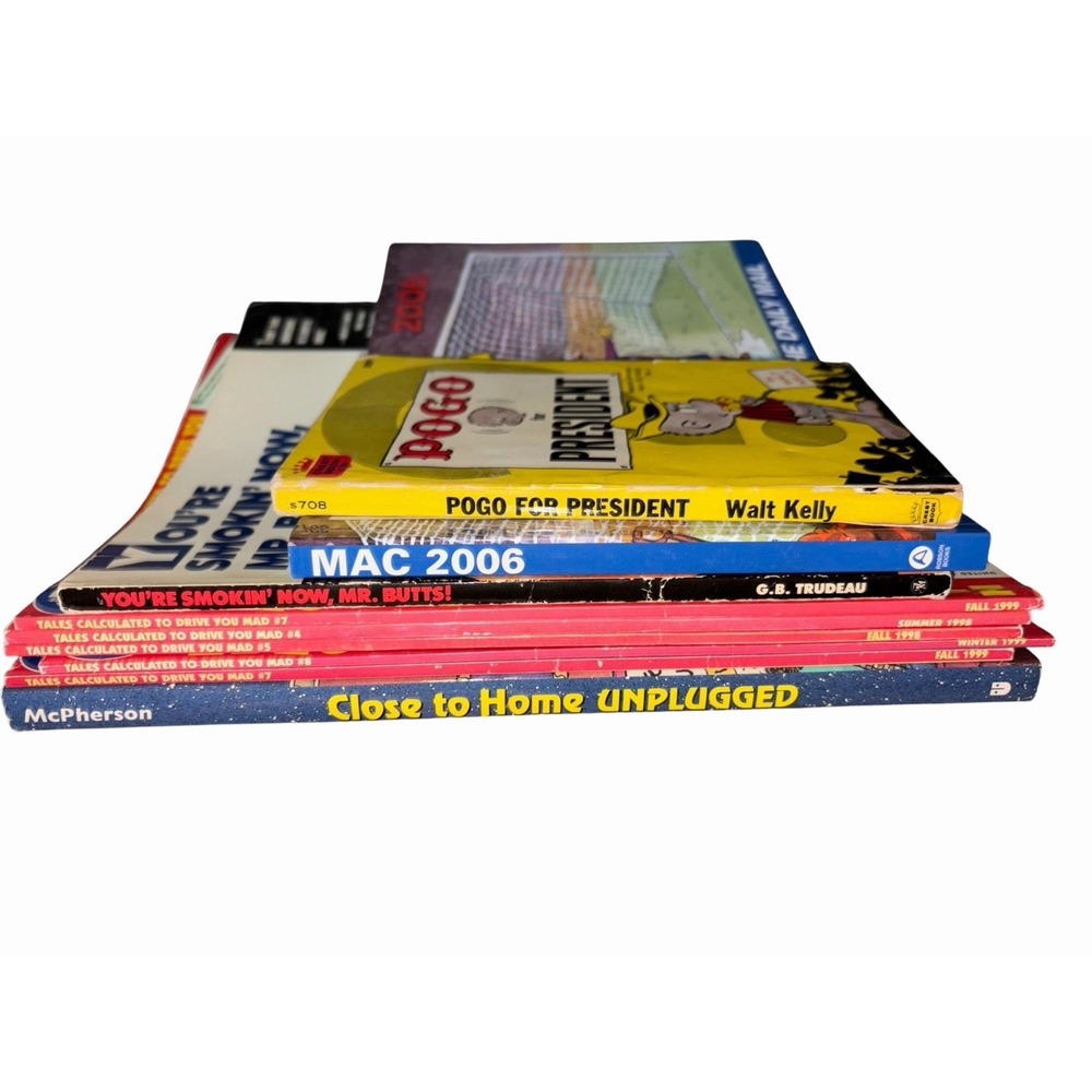 9 Vintage Cartoon Book Lot‎ MAD Magazine Doonesbury Close to Home Daily Mail Mac